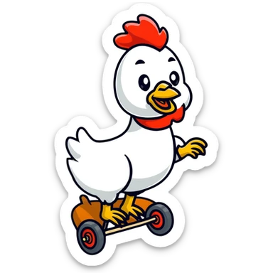 funny person riding a giant chicken like a jockey, internet meme, comical, human jockey on chicken sticker