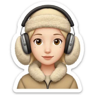 me wearing beige ear muffs sticker