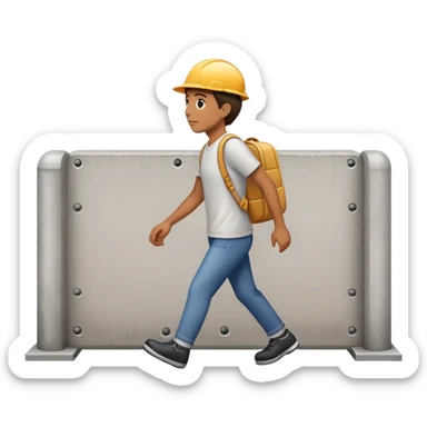 Person going around a wall or barrier instead of through it sticker