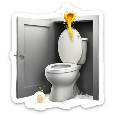 Skibidi toilet crashing into a large building sticker