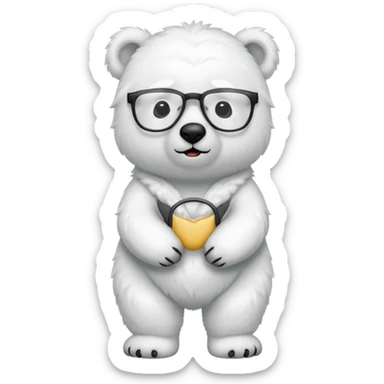 full body of polar bear wear glasses sticker