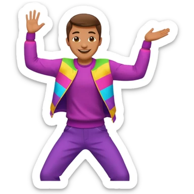 create a person emoji of Barcavibe is the superpower name Brings energy, momentum, and structure more fun and dancing more coloful male sticker