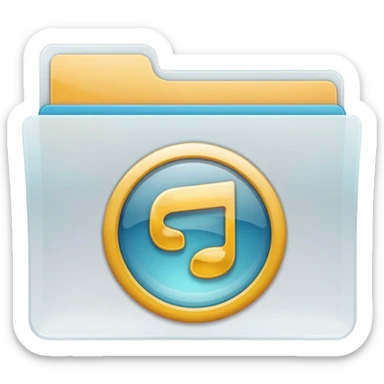 A **simple emoji-style icon** of a **transparent white plastic folder**, minimal and clean, with **rounded corners**, subtle translucency, soft shading, and a **small Concert arena symbol** on the front.
 sticker