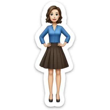 White woman in skirt and high heels with dark brown hair and blue eyes sticker