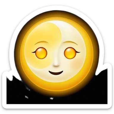 a really bright  big sun and a small moon who shines because of it. the sun is bigger and the moon bright too sticker