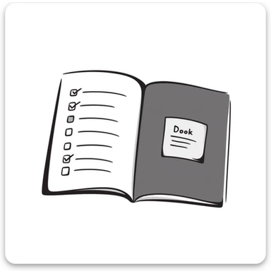 Notebook with checkboxes and bullet points in minimalist style sticker