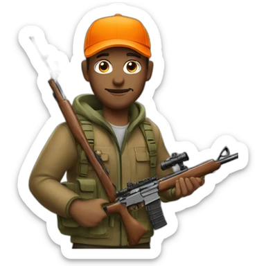 deer hunter with rifle and orange cap sticker