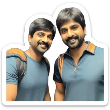 Handsome RaviTeja with Suresh Raina sticker