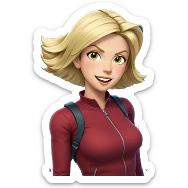 smiling girl in cityscape sticker