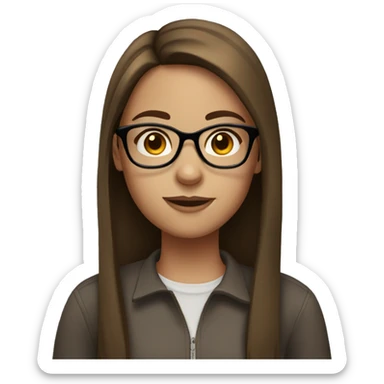 Girl with brown straight hair freckles and glasses sticker
