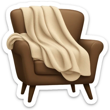 A beige blanket over a cozy chair sticker