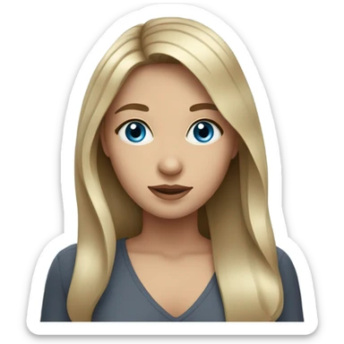 Brunette girl with blonde highlights and blue eyes sticker