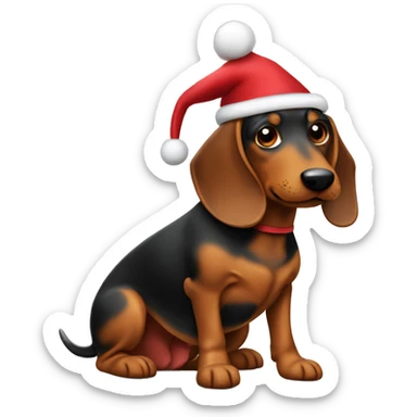 Teckel con gorro navideño  sticker