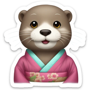 a otter face wearing traditional korean hanbok sticker