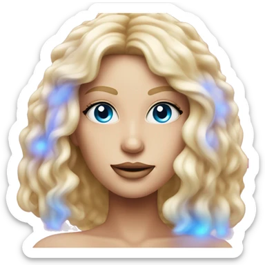 andromedan pink diva with thin face long blonde hair and blue eyes third eye glowing sticker