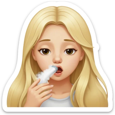 blonde girl with long hair snorting sticker