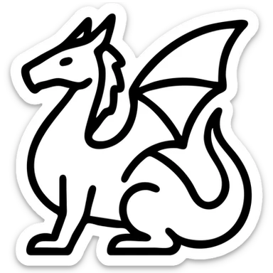 violet dragon, outlined icon style, simple and bold lines, minimal details sticker