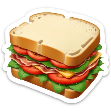 Sourdough bread sandwich with arugula and bacon and tomato slices inside sticker