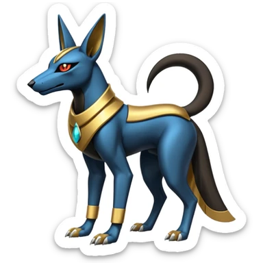 Futuristic Anubis-Vernid-Primagen-Protogen-Fakémon-Pokémon-creature-fusion (full body) sticker