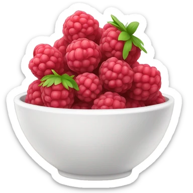 raspberries in a white bowl  sticker