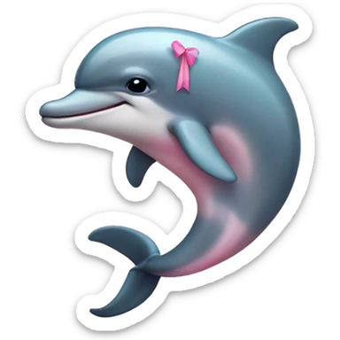 Dolphin wearing a smaller pink bow sticker