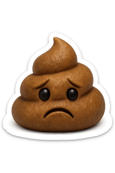 EMOJI STILE IPHONE 3D DI UNA MONTAGNETTA DI FECI A PALLINE CON ESPRESSIONE TRISTE, IPERREALISTICO 4K sticker