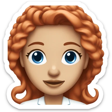 esthetician doing her skincare with long red hair and blue eyes sticker