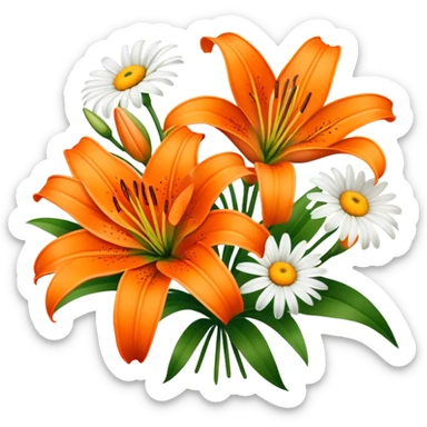 Orangene Lilien und Gänseblümchen sticker