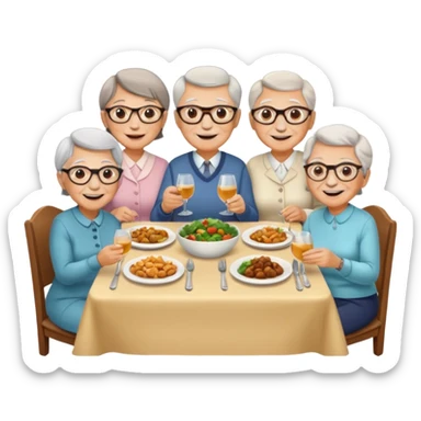 4 elderly people having dinner sticker