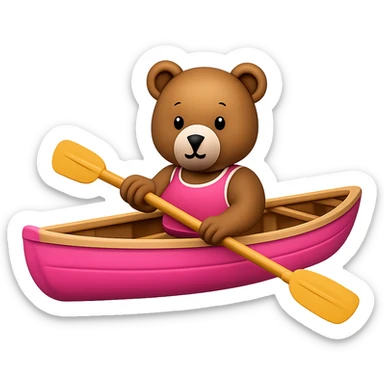 Make the image show only the pink rowing boat with the bear rowing, removing the background. Originally in apple style emojis. sticker