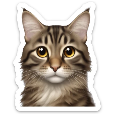 brown tabby long hair maine coone  sticker