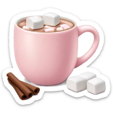 Light Pink mug of hot chocolate with marshmallows  sticker