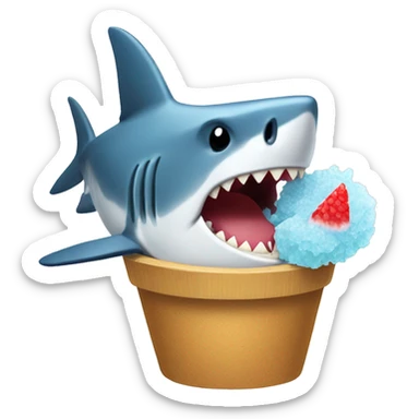 shark eating a hawaiian shaved ice sticker