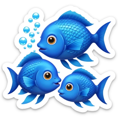 two cute blue fishes kissing sticker