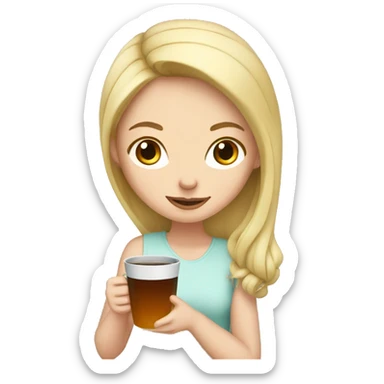 white girl with  drinking tea sticker