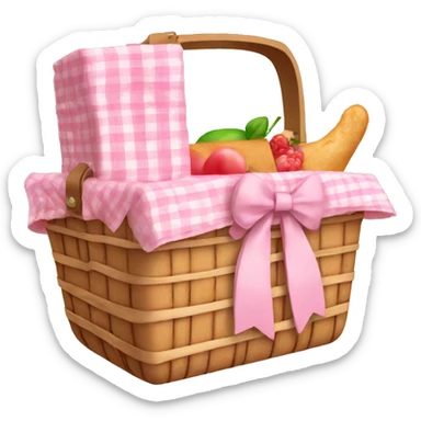 Picnic  basket in light pink bow sticker