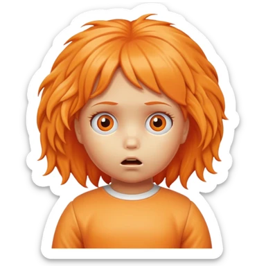 muñeco infantil naranja con pelos de ansiedad sticker