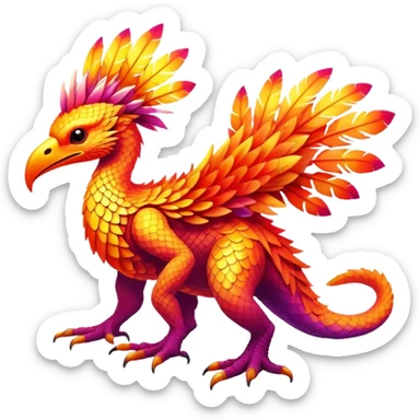 Exotic lush warm-colored neon Fakémon-Fionbri-creature (full body) sticker