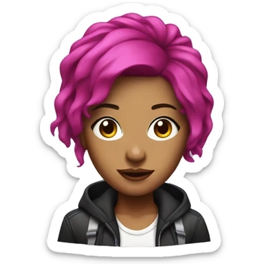 Female DJ with magenta hair  sticker