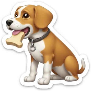 dog with a bone sticker