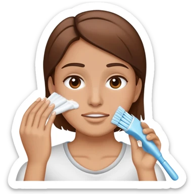 Make me a person that he has a brown hair and he are cleaning his face  sticker