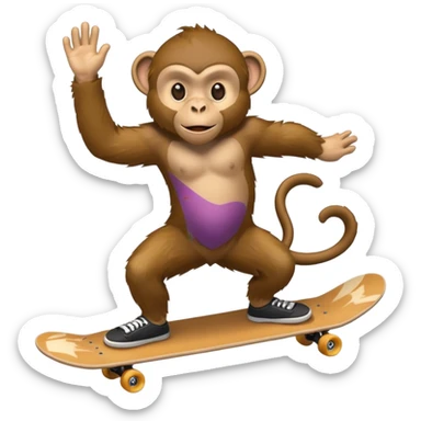 monkey pretending to skateboard sticker