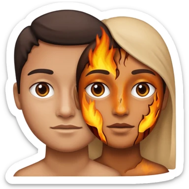 one half normal face other half burnt skin sticker
