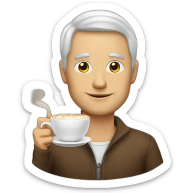 White man with cappuccino sticker