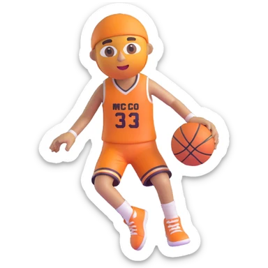 person playing basketball, 3D emoji style sticker