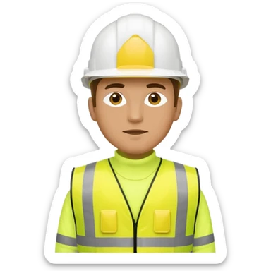 Guy with yellow reflective vest and white protection helmet sticker