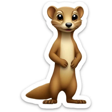 standing mongoose mascot with cute face sticker
