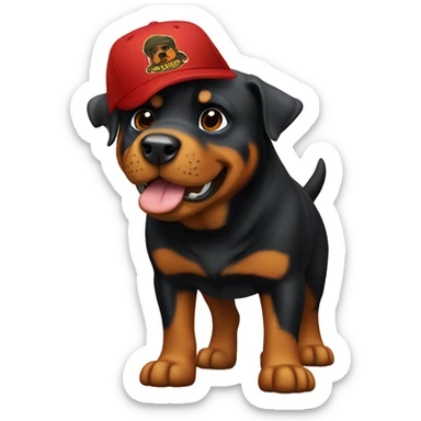 Rottweiler having a pint with a bass pro shop hat on sticker