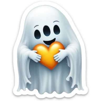 Hugging ghost emoji with a heart  sticker