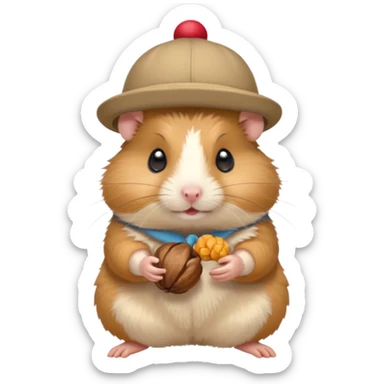 hamster holding nutz ith hat sticker
